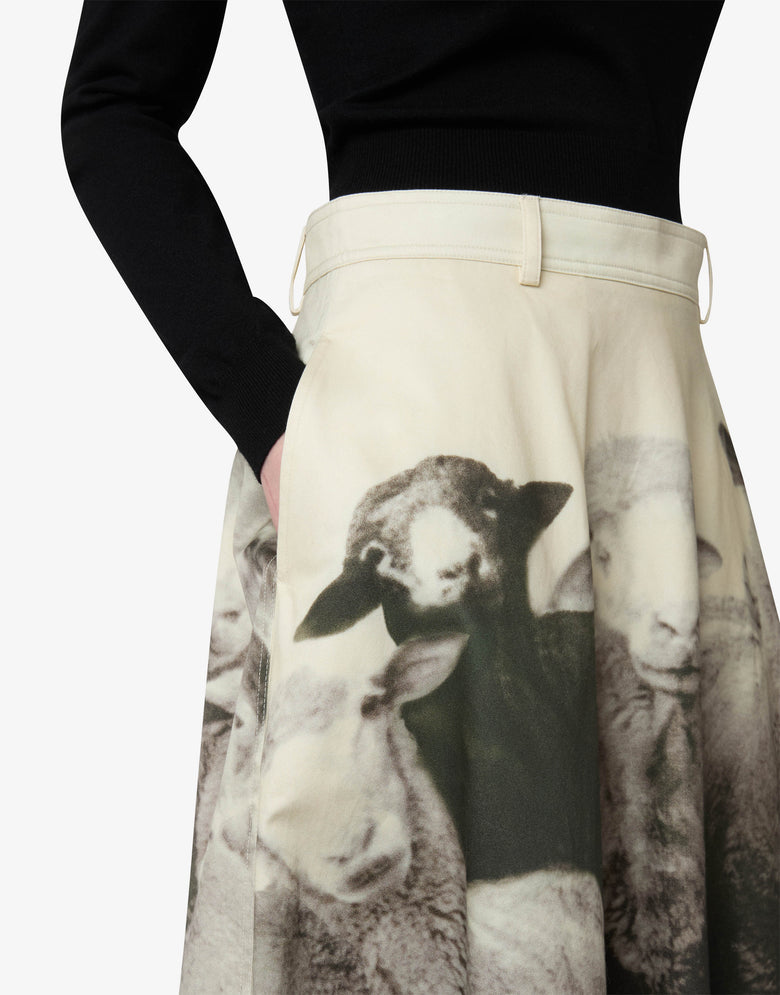 Printed cotton gabardine skirt Grey Moschino 3