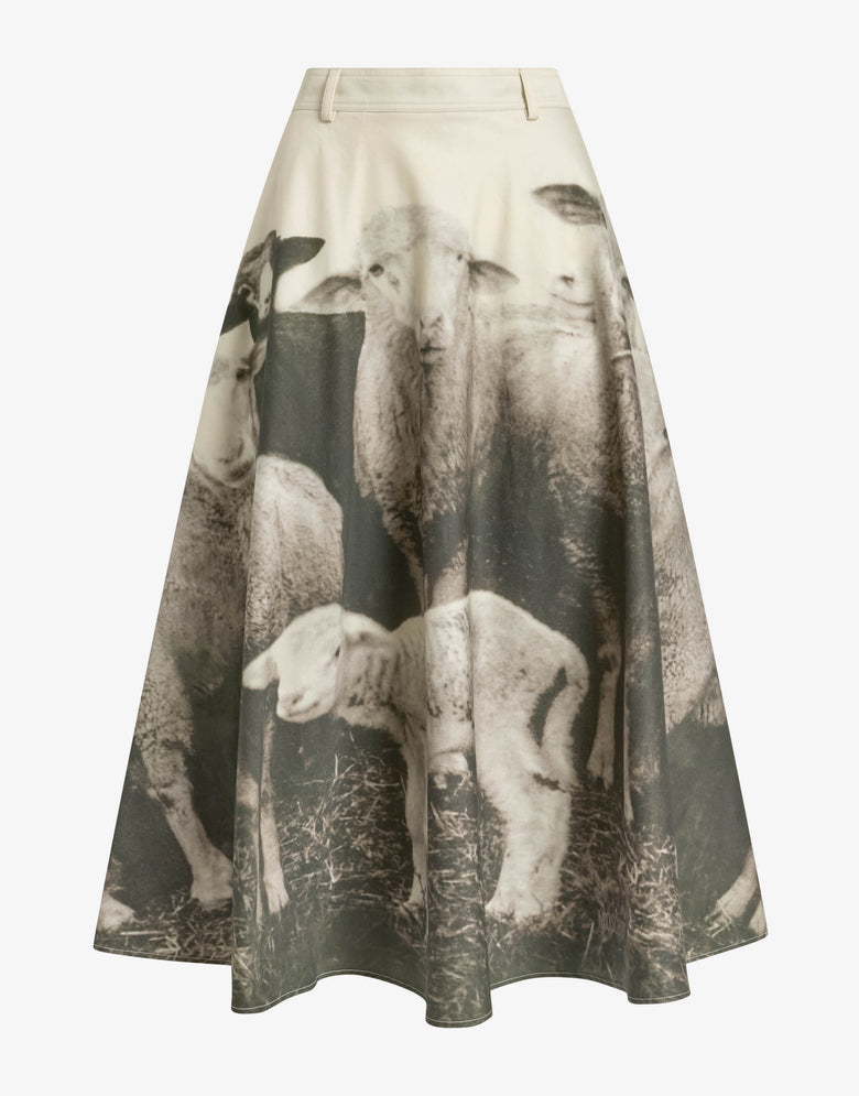 Printed cotton gabardine skirt Grey Moschino 4