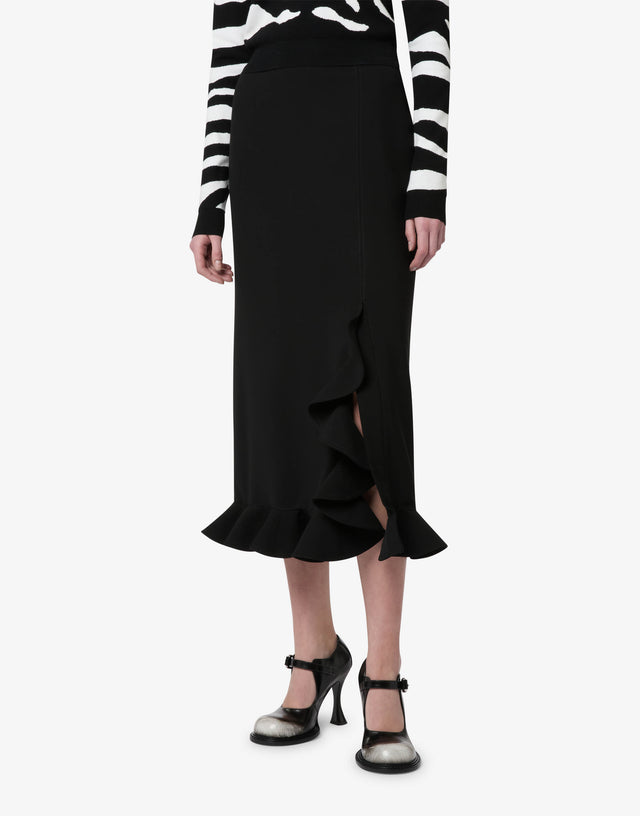 Crepe skirt with ruffles Black Moschino 0