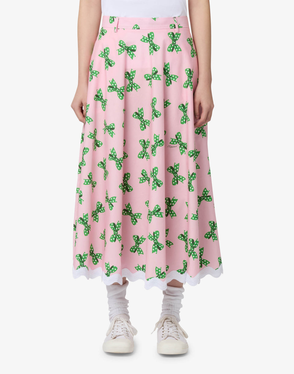 Printed cotton poplin skirt Pink Moschino 0