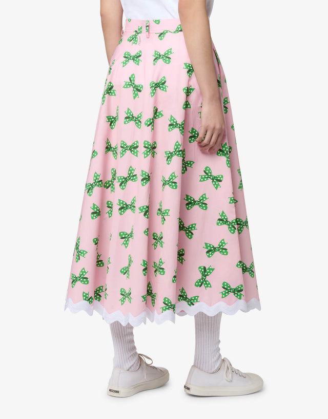 Printed cotton poplin skirt Pink Moschino 1