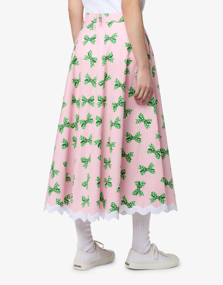 Printed cotton poplin skirt Pink Moschino 1