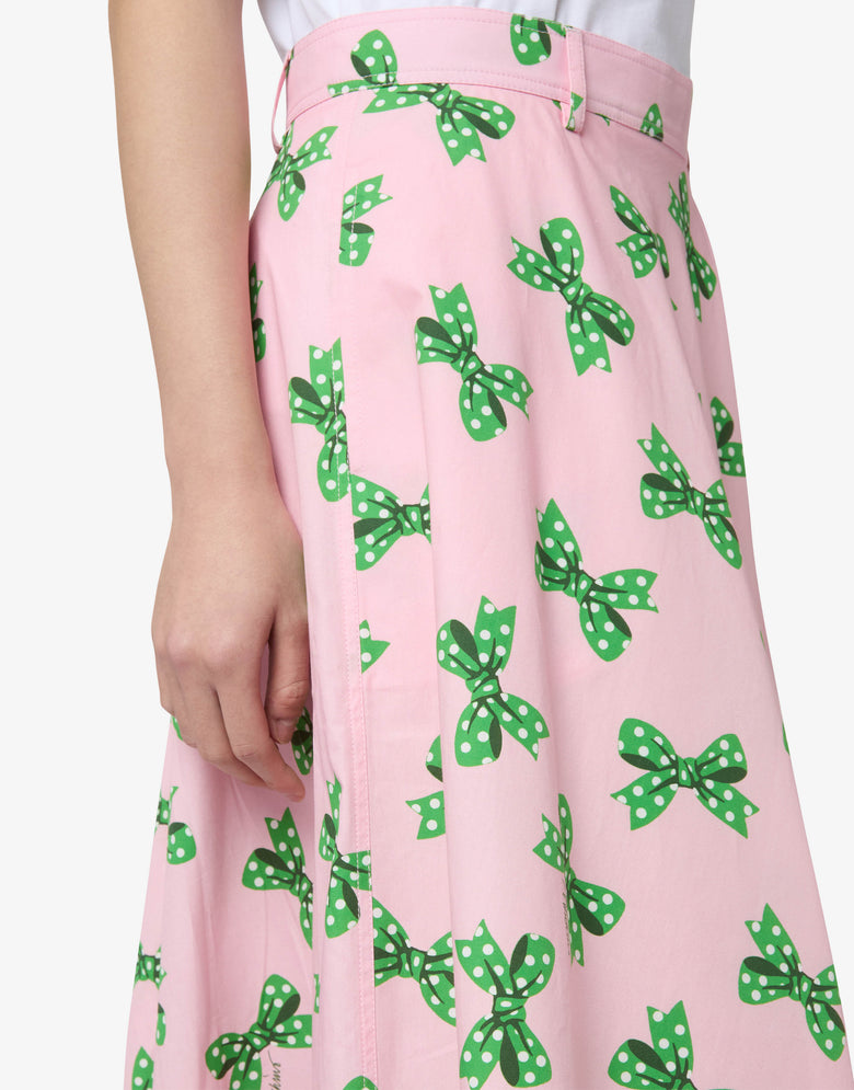 Printed cotton poplin skirt Pink Moschino 2