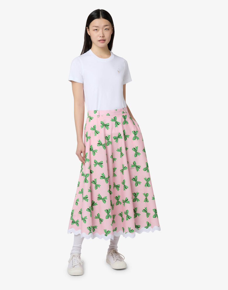 Printed cotton poplin skirt Pink Moschino 3
