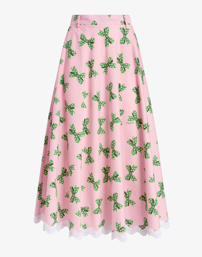 Printed cotton poplin skirt Pink Moschino 4