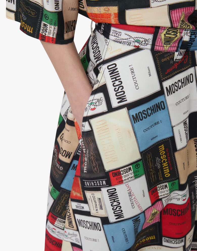 Printed cotton gabardine skirt Steel grey Moschino 2