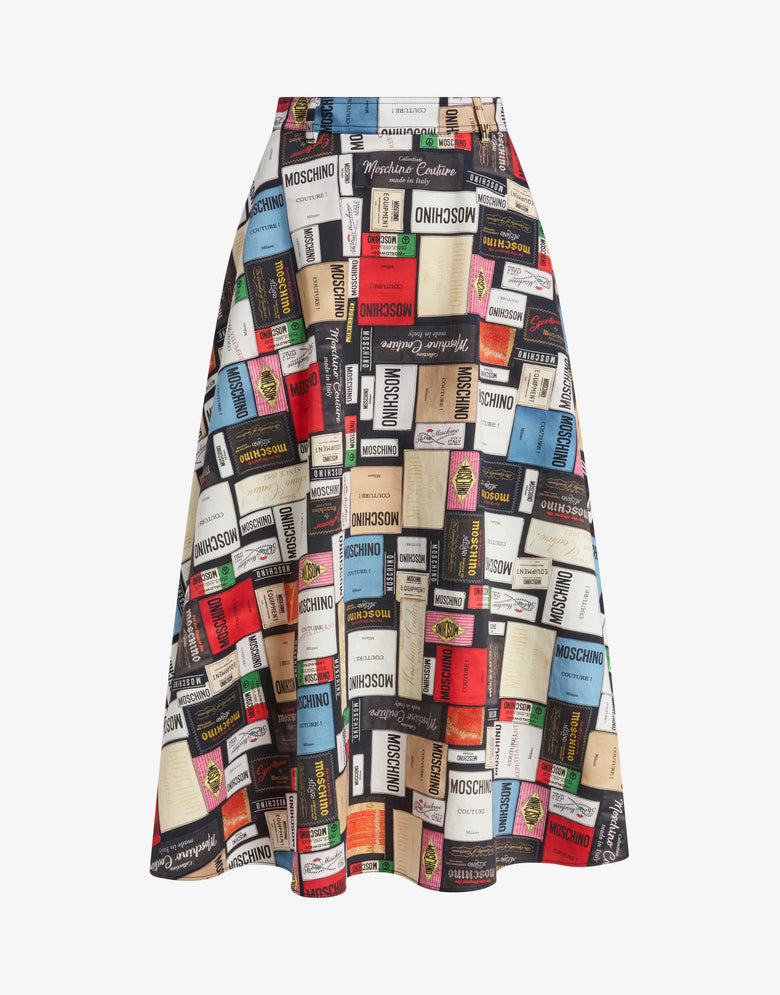 Printed cotton gabardine skirt Steel grey Moschino 4