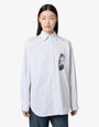 Camisa em popelina de algodão estampada