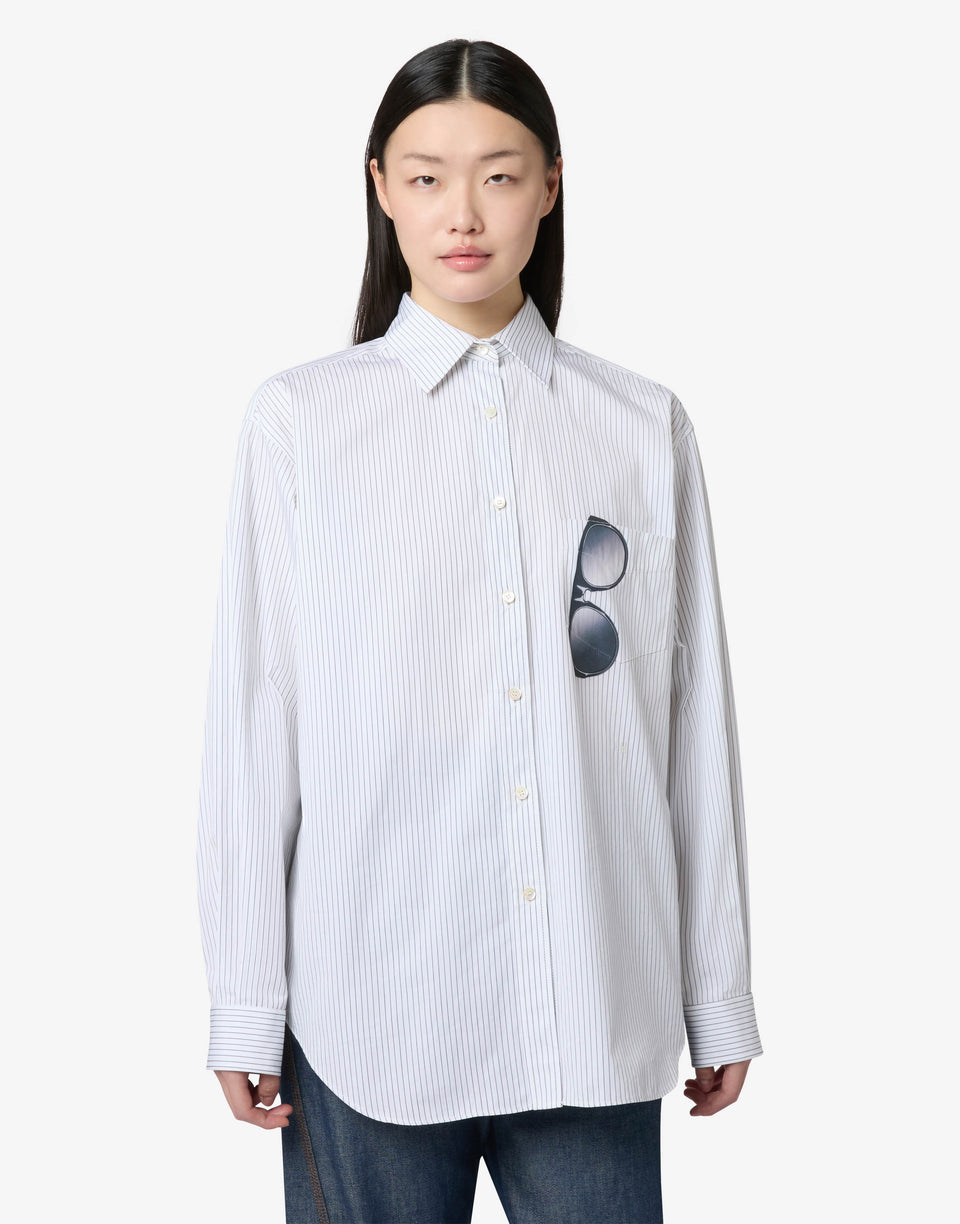 Camisa em popelina de algodão estampada Blanco Moschino 0