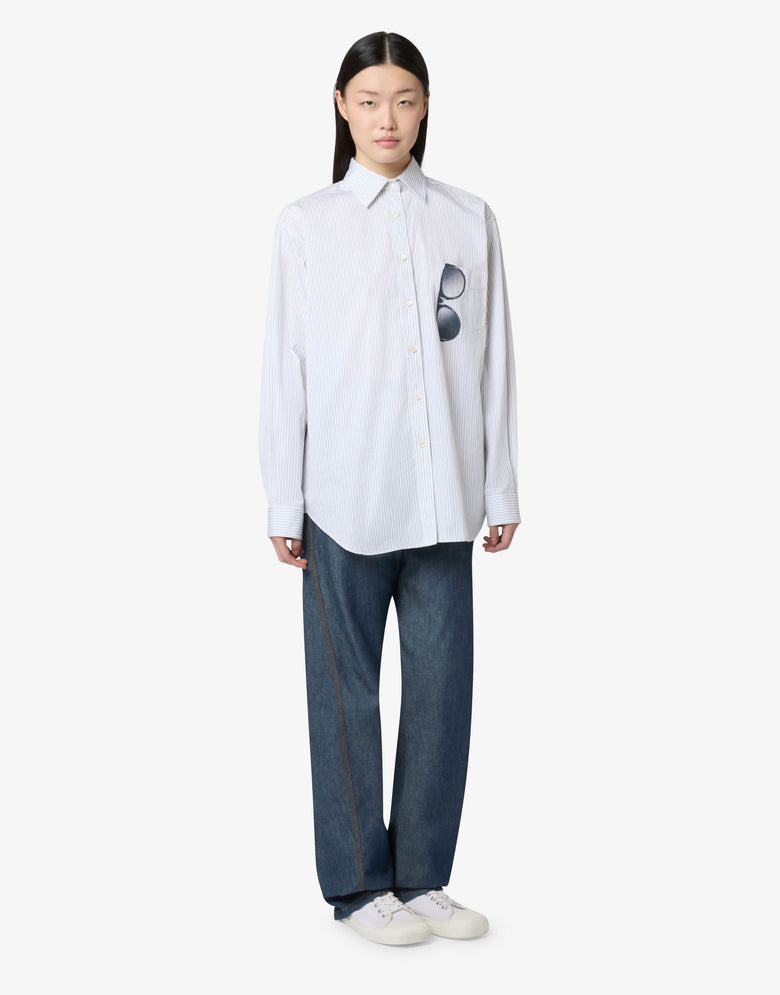 Camisa em popelina de algodão estampada Blanco Moschino 3