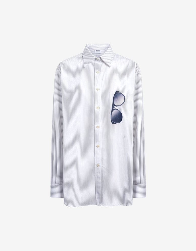 Camisa em popelina de algodão estampada Blanco Moschino 4
