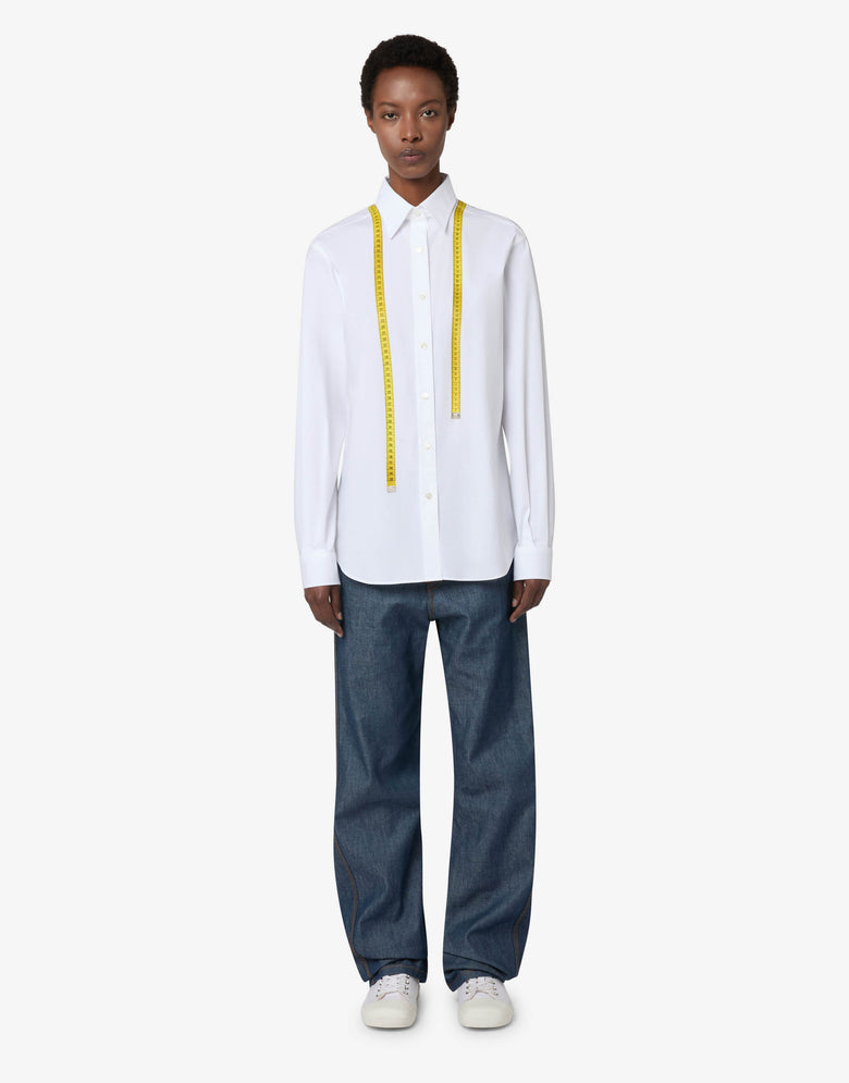 Camisa de popelín de algodón estampada Blanco Moschino 3