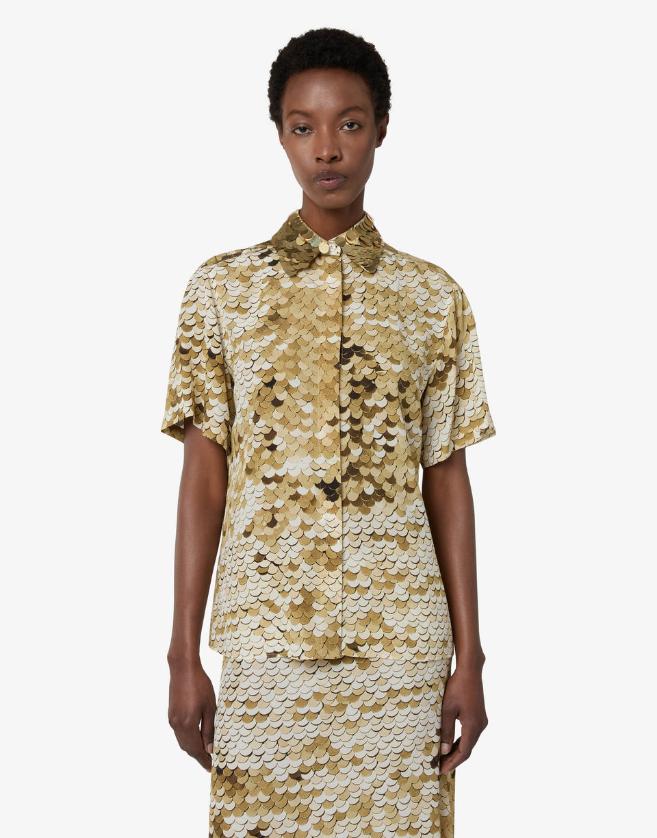 Camisa de crepé de China estampada Gold Moschino 0