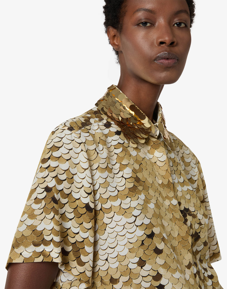 Camisa de crepé de China estampada Gold Moschino 2