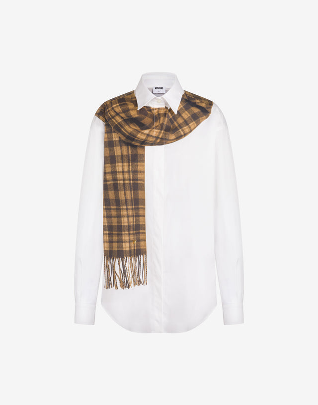 Chemise en popeline de coton imprimée Blanc Moschino 0