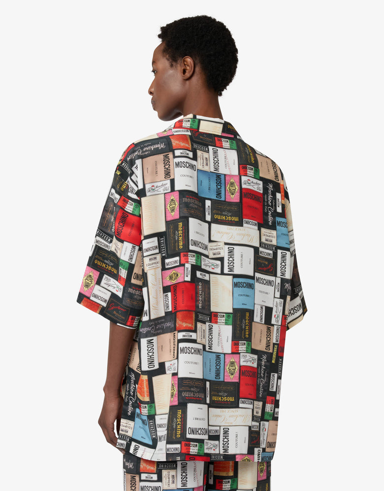 Chemise en soie imprimée Gris Moschino 1