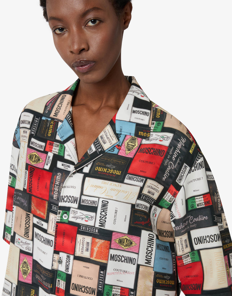 Chemise en soie imprimée Gris Moschino 2