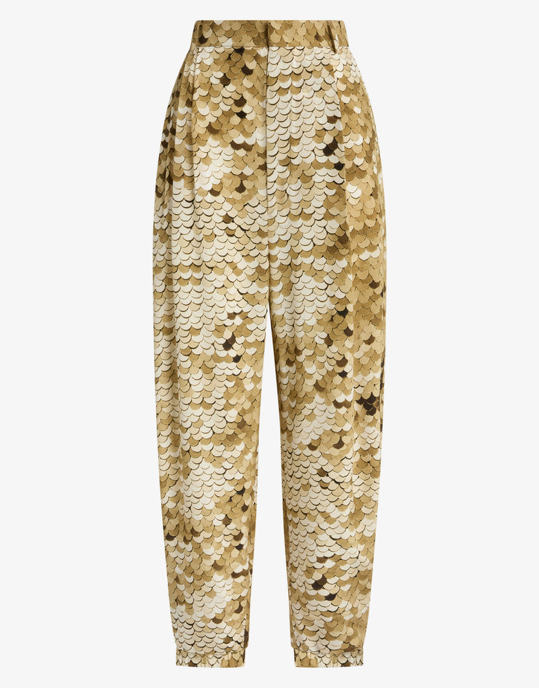 Pantalone in crepe de chine stampato Oro Moschino 4