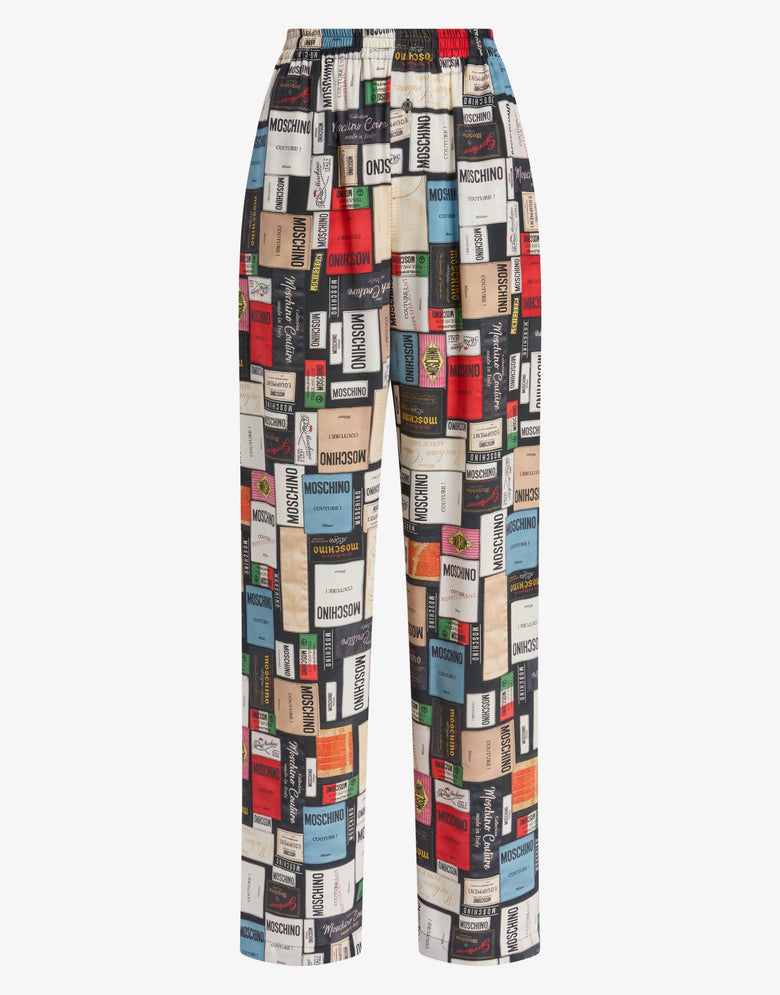 Pantalone in seta stampato Grigio acciaio Moschino 4