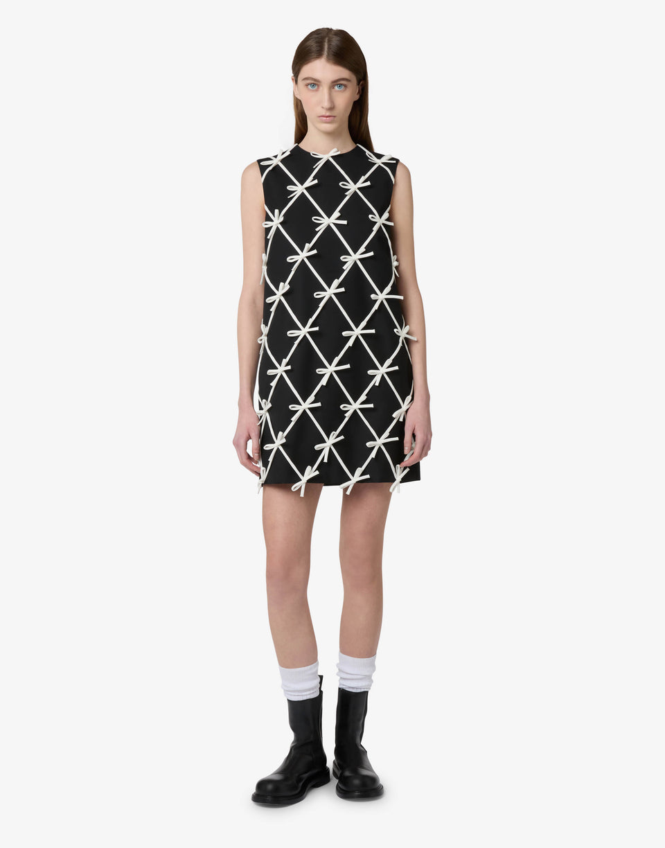 Woolen dress with bows Black Moschino 0