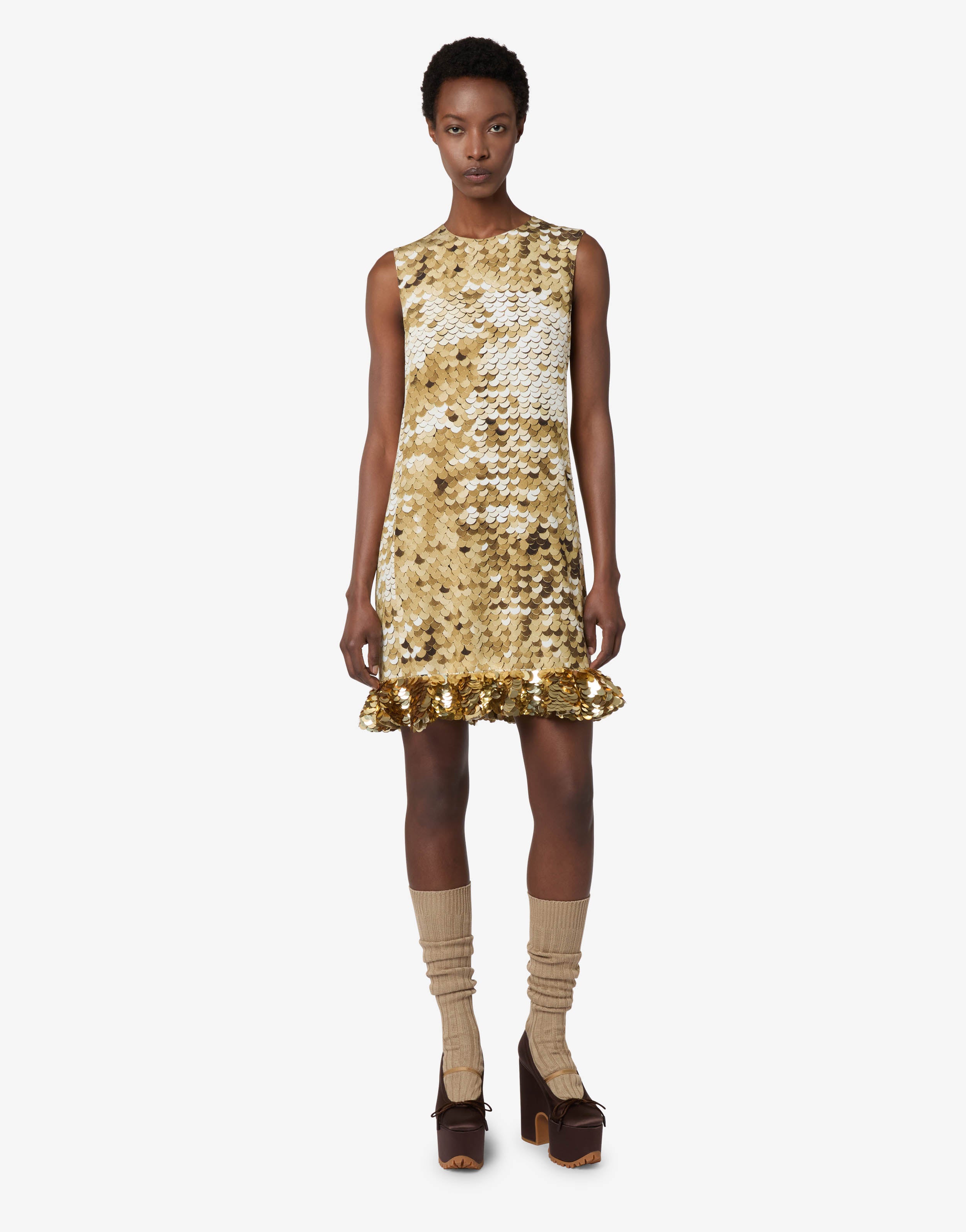 Printed crepe de chine dress