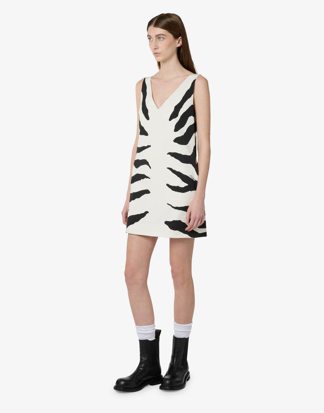 Abito in cotone pesante stampato Bianco Moschino 0