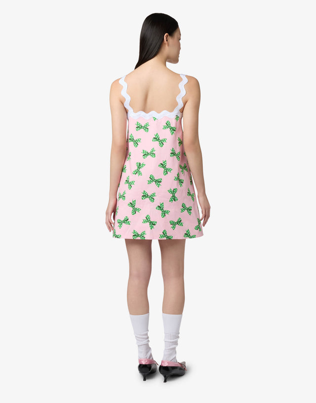 Kleid aus bedrucktem Baumwollpopeline Hellrosa Moschino 1