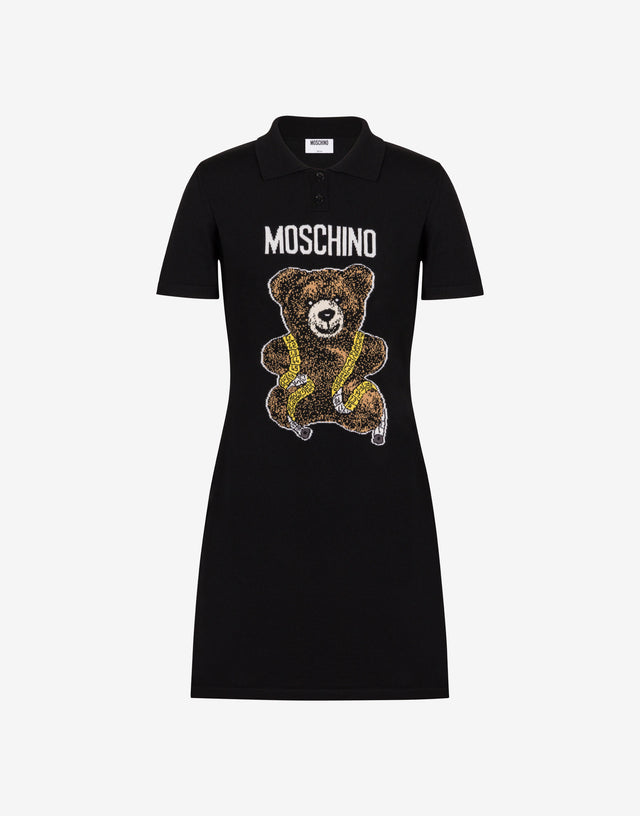 Abito in lana merino extrafine Moschino Teddy Bear Nero Moschino 0