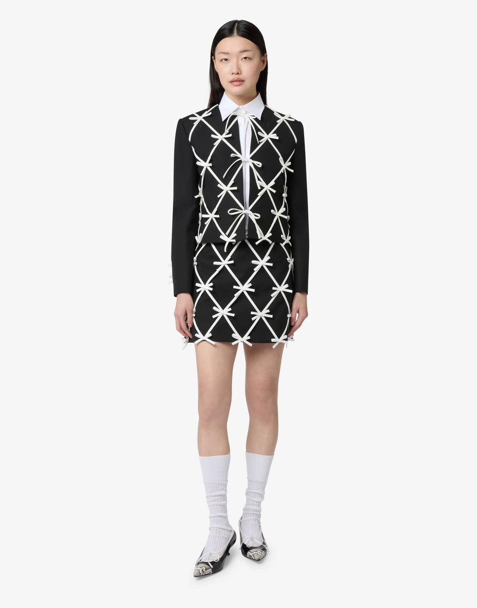 リボン付きウール生地のジャケット ブラック Moschino 0