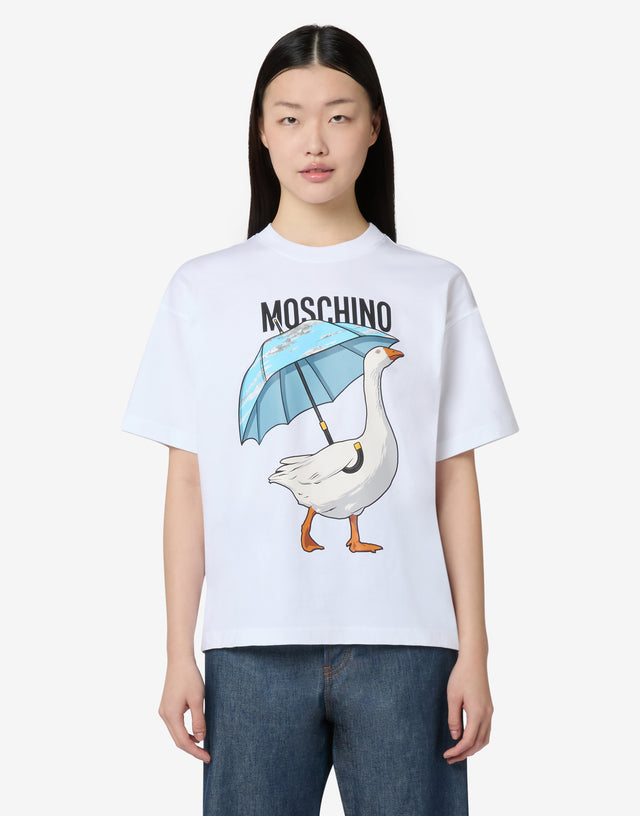 T-Shirt aus Bio-Baumwolljersey von Goose Weiß Moschino 0