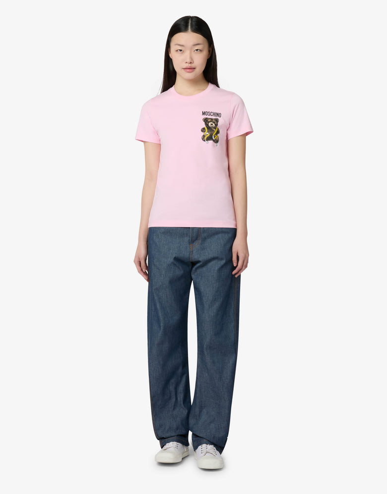 Moschino Teddy Bear Organic Cotton Jersey T-Shirt Pink Moschino 3
