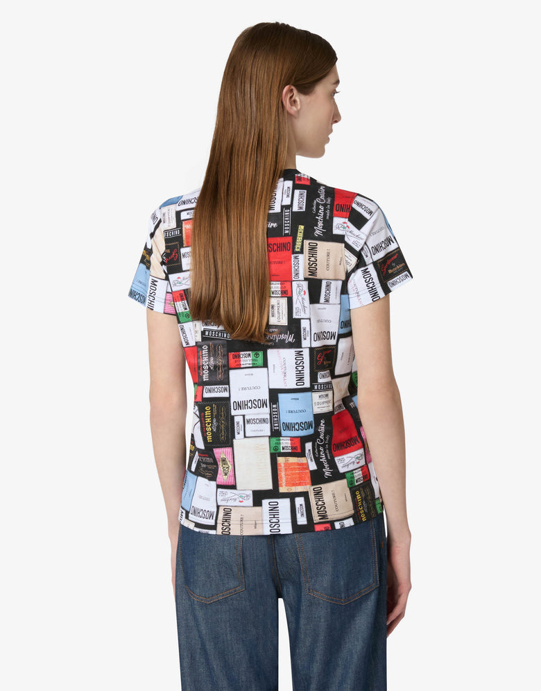Printed organic cotton jersey T-shirt Steel grey Moschino 1