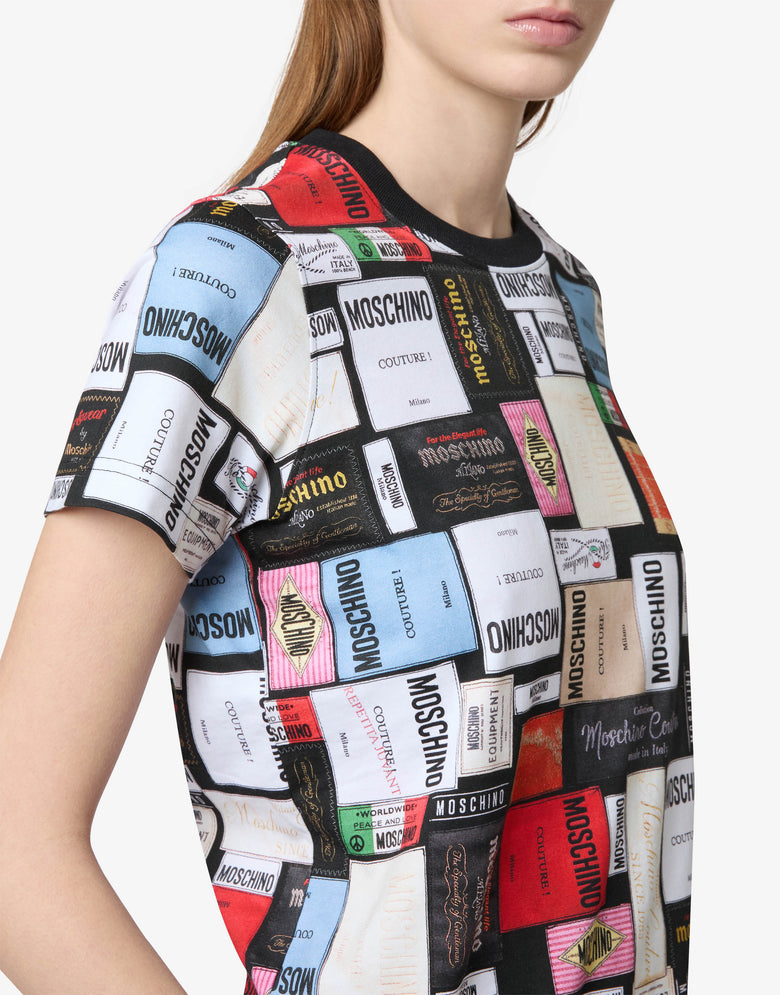 Printed organic cotton jersey T-shirt Steel grey Moschino 2