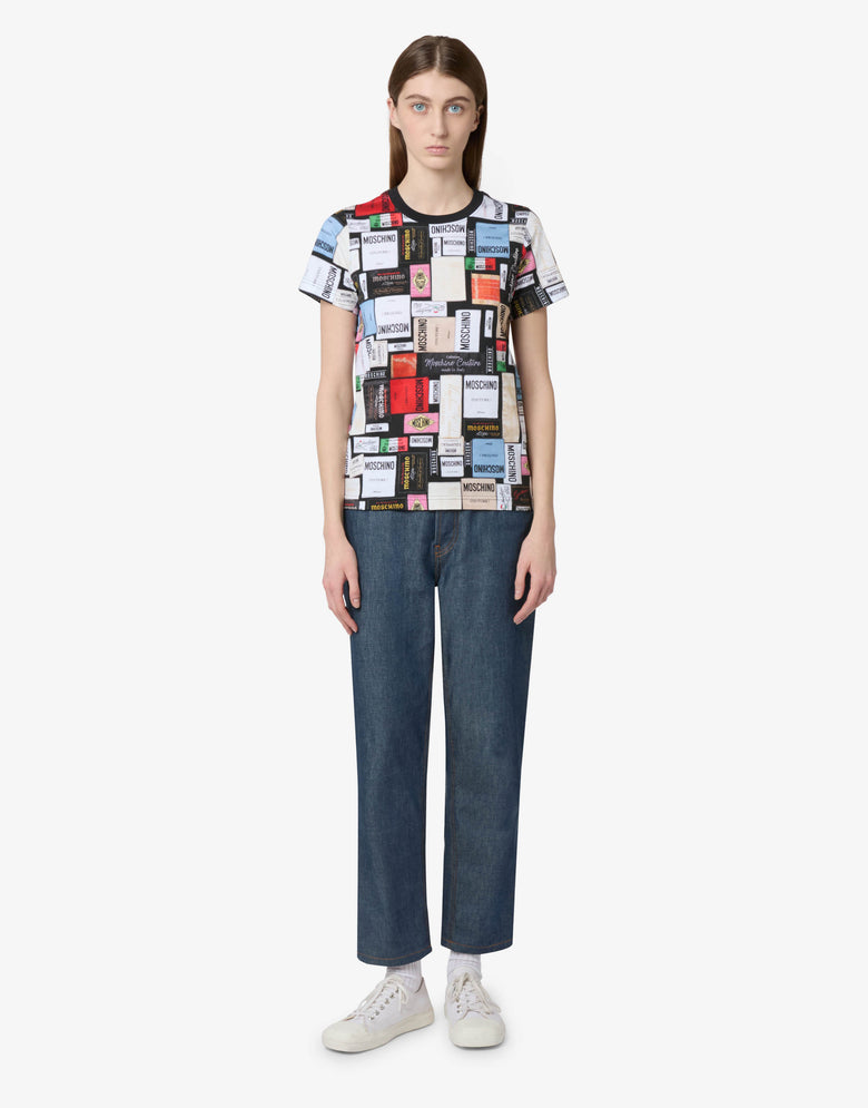 Printed organic cotton jersey T-shirt Steel grey Moschino 3