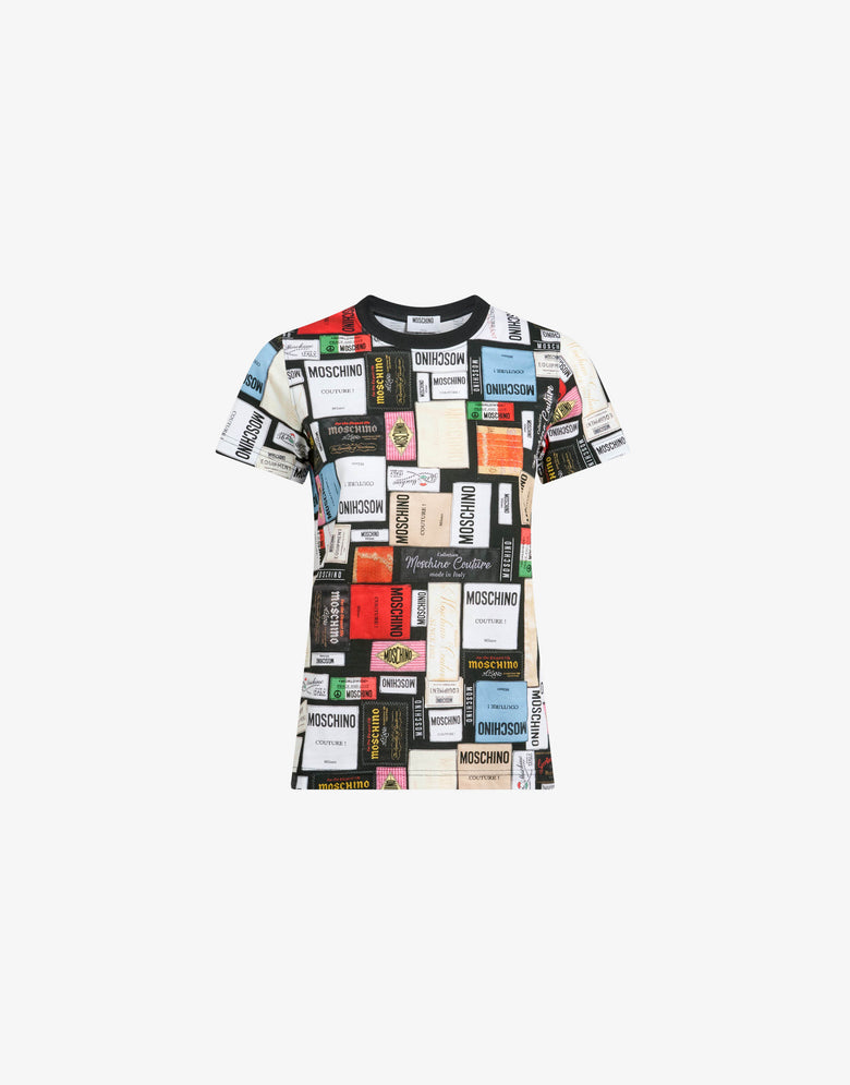 Printed organic cotton jersey T-shirt Steel grey Moschino 4
