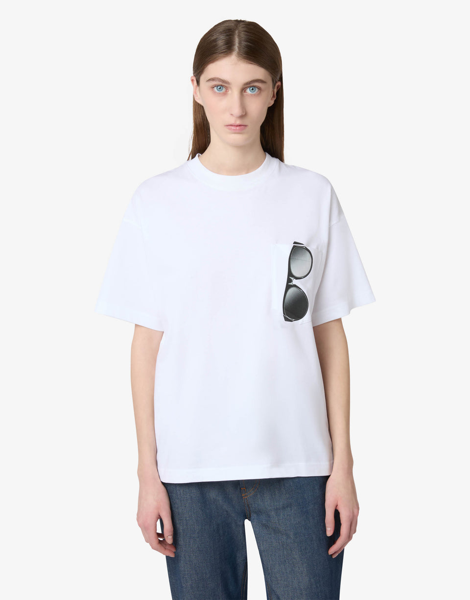T-shirt en jersey de coton biologique imprimé Blanc Moschino 0