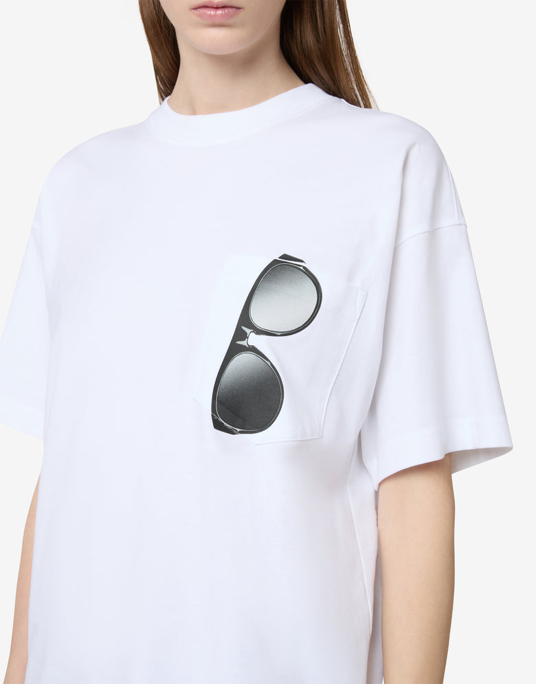 T-shirt en jersey de coton biologique imprimé Blanc Moschino 2