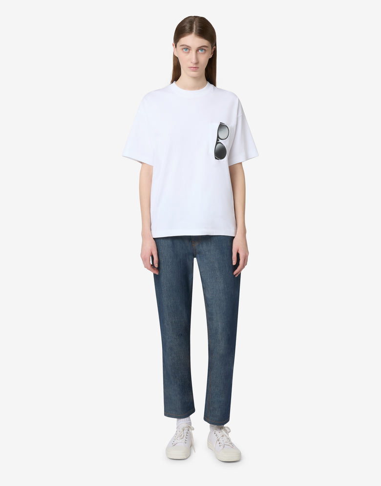 T-shirt en jersey de coton biologique imprimé Blanc Moschino 3
