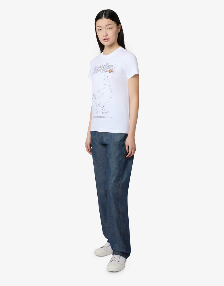 Goose Organic Cotton Jersey T-Shirt White Moschino 3