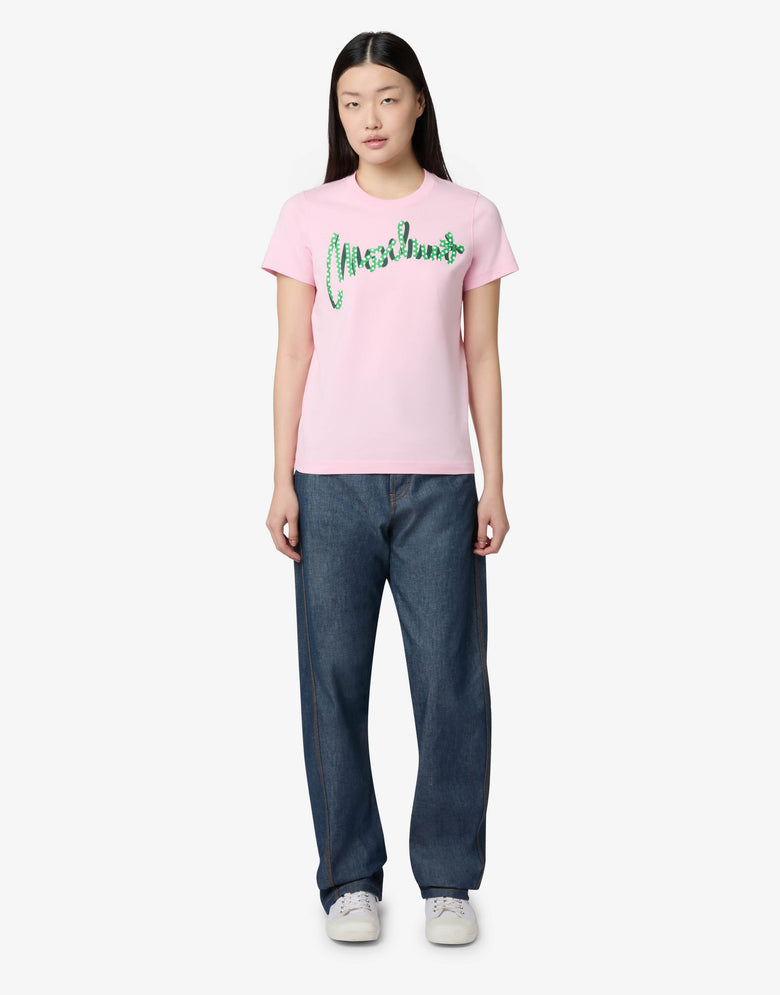T-shirt en jersey de coton biologique imprimé Rose Moschino 3