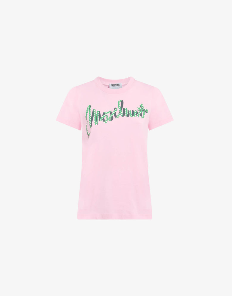 T-shirt en jersey de coton biologique imprimé Rose Moschino 4