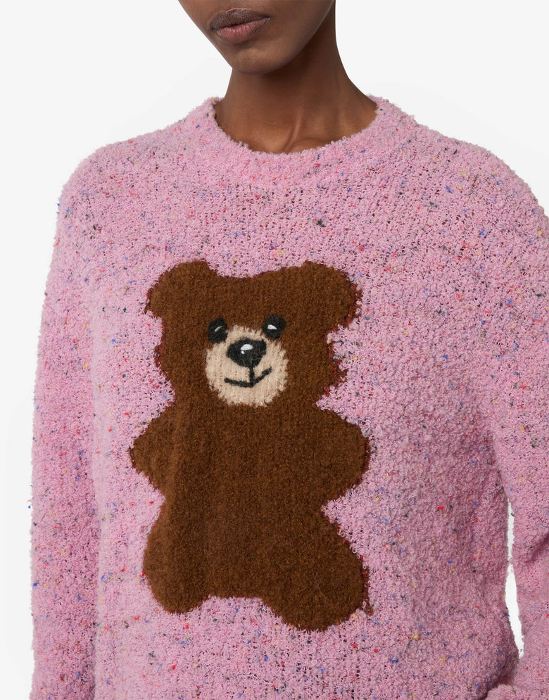 Pullover in misto lana bouclé Moschino Teddy Bear Rosa Moschino 2