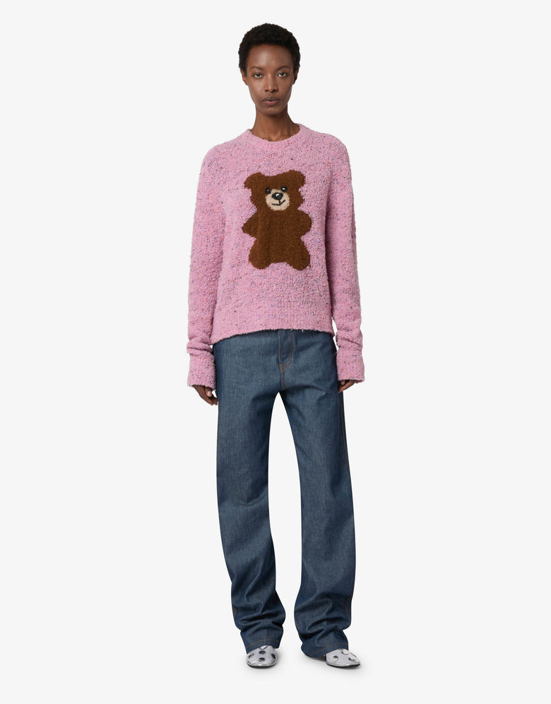 Pullover in misto lana bouclé Moschino Teddy Bear Rosa Moschino 3