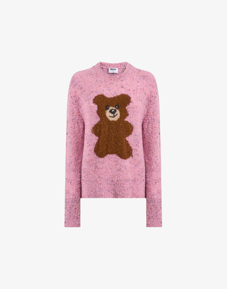 Pullover in misto lana bouclé Moschino Teddy Bear Rosa Moschino 4