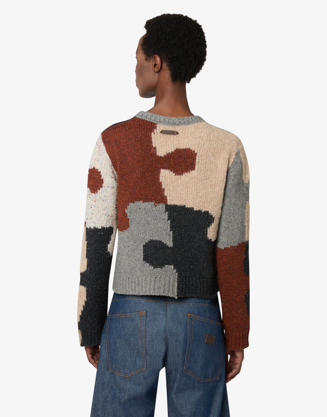 Inlaid wool-and-silk blend pullover Multicoloured Moschino 1