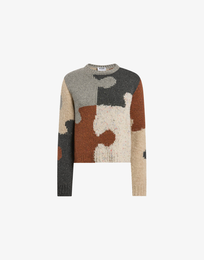 Inlaid wool-and-silk blend pullover Multicoloured Moschino 4