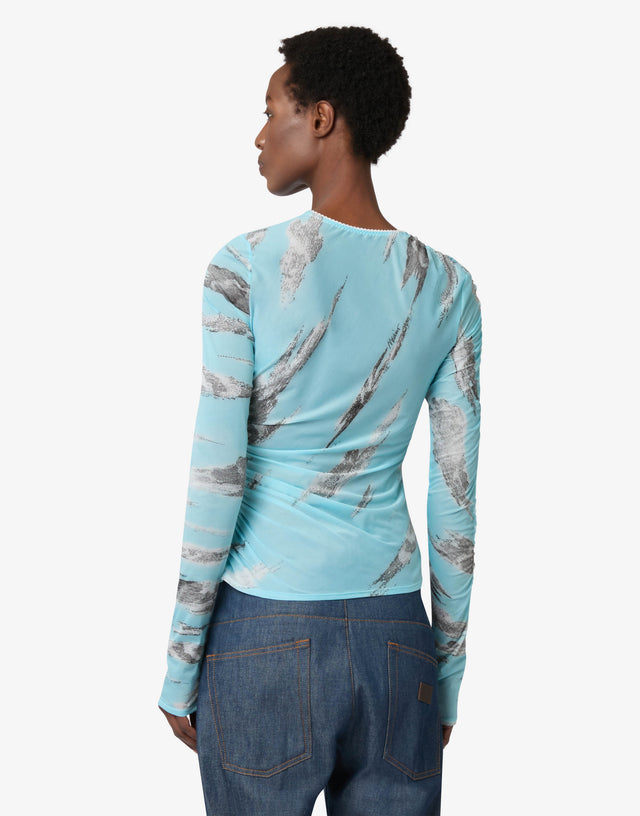 Tüllpullover „Archive Clouds“ Hellblau Moschino 1