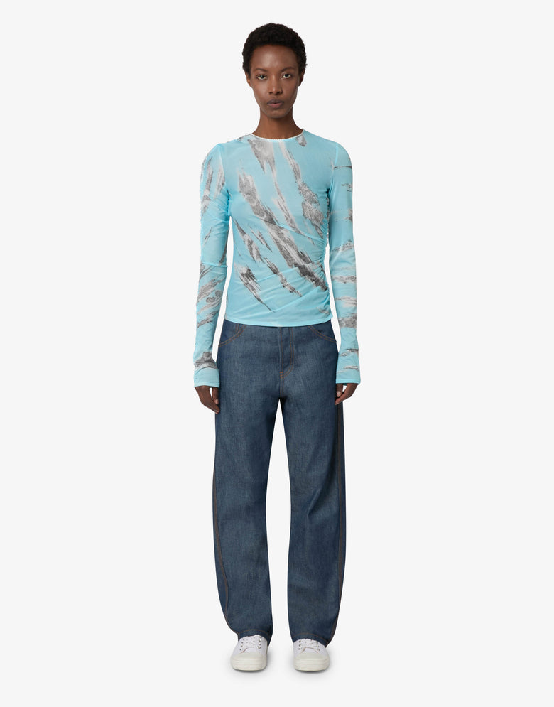 Archive Clouds Tulle Top Azure Moschino 3