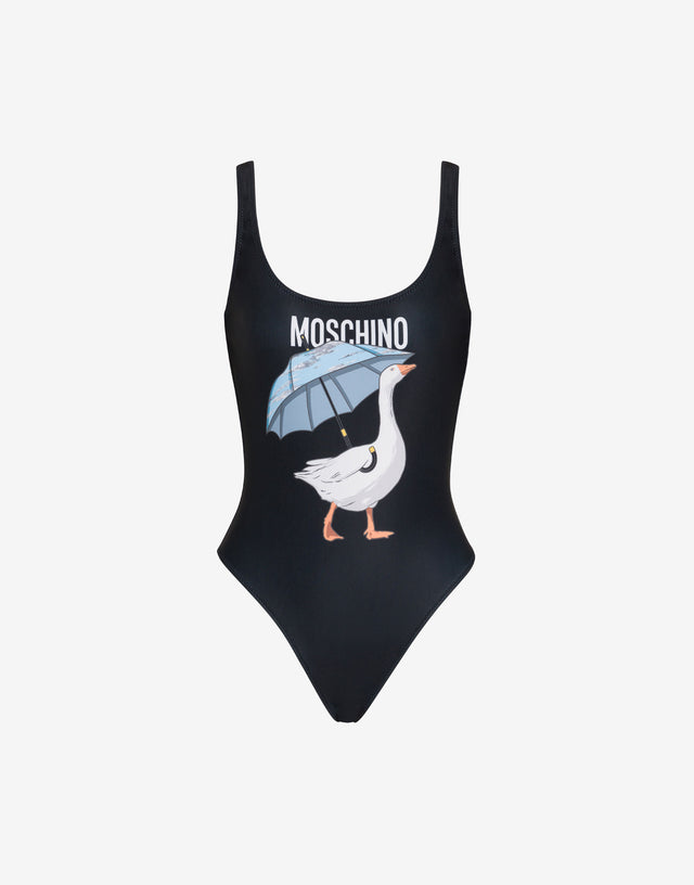 Goose Lycra One-Piece Swimsuit Black Moschino 0