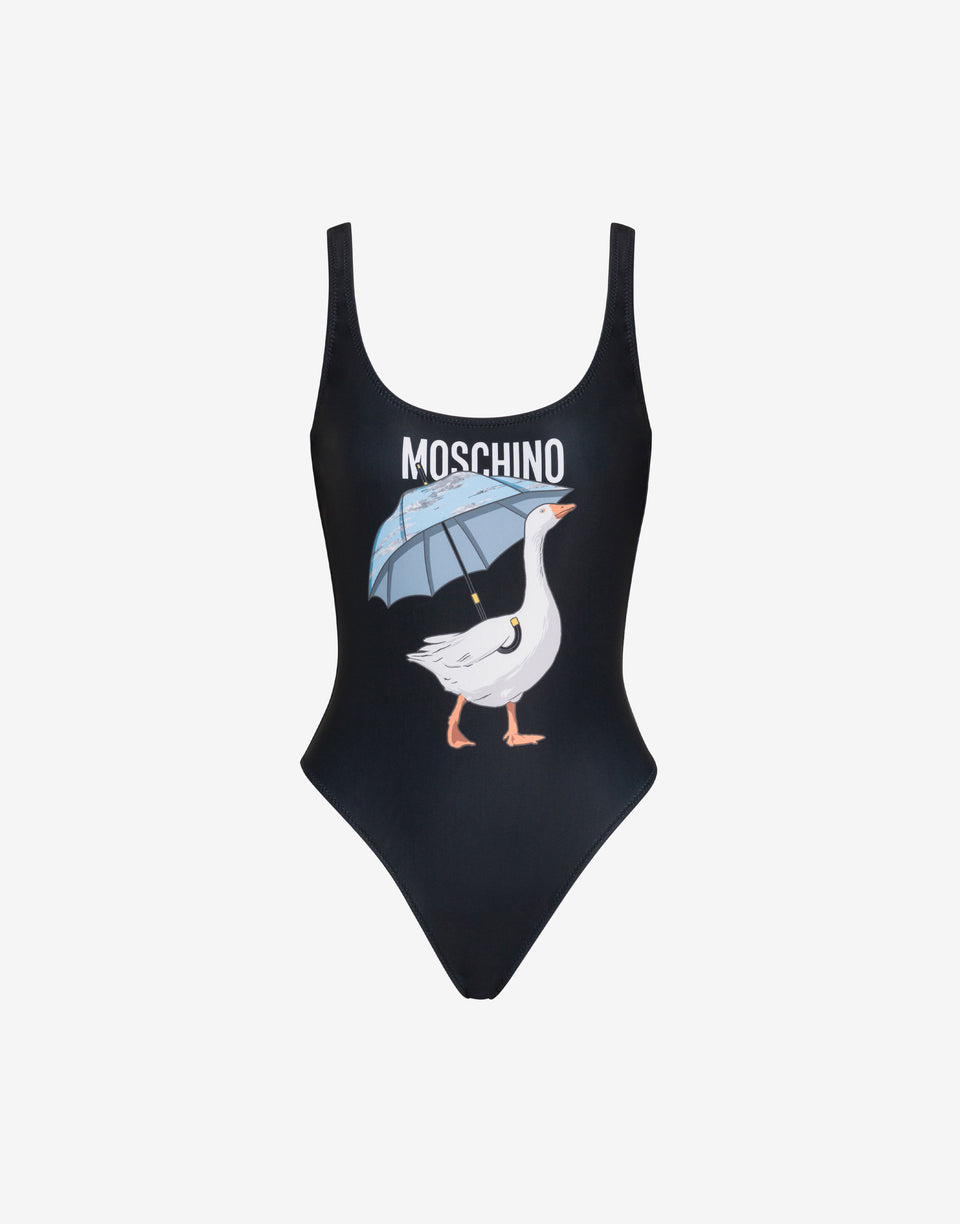 Goose Lycra One-Piece Swimsuit Black Moschino 0